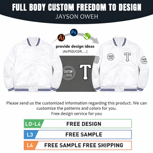 Custom <b>Men's</b> Varsity <b>Jacket</b> <b>White</b> Blue Red Embroidered Name Number Preppy Style Turn-down Collar Regular Fit Autumn Wear Bomber - Product Image 5