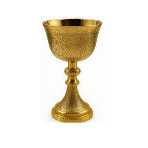 Cáliz de Vino de Latón Hecho a Mano – Artesanía Artística, Diseño Antiguo Vintage – Copas Elegantes para Bodas - Product Image 1