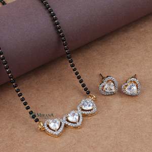 18K Gold Plated Heart Shaped Mangalsutra Set for Bridal Wedding - Product Image 1