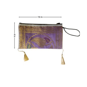 Lavender Banarasi <b>Art</b> Zipper Clutch Hand Bag Available for Affordable Price from India - Product Image 2