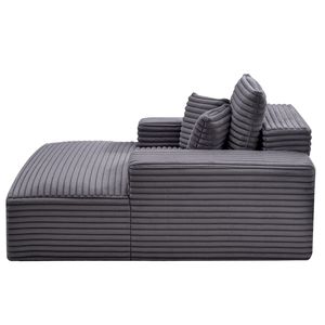 Chaise longue d'intérieur moderne de 48 pouces sans structure avec dossier solide et coussins de lecture et d'appoint surdimensionnés - Product Image 1