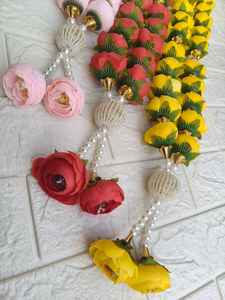 Flores de Peonía Hechas a Mano con Perlas Milni Mala para Bodas Indias, Pakistaníes y Punjabi, Baarat, Mehndi, Nikah, Bienvenida de Invitados, Haar - Product Image 5