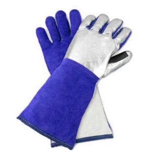 Aluminized Cowhide Split Leather Safety Gloves <b>Fire</b> Retardant Heat Resistant Welding Hand Protection Industrial and Household - Product Image 6