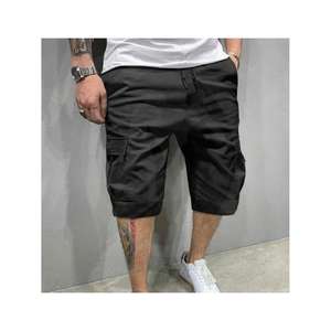 Shorts cargo décontractés pour hommes, taille élastique, longueur genou, style streetwear - Product Image 2