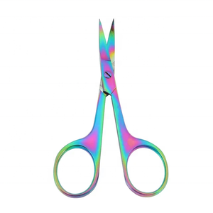 Tijeras de manicura Tegra quirúrgicas de acero inoxidable con recubrimiento de color arcoíris para cortar cejas, para diestros, al por mayor - Product Image 2