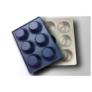 Indian Supplier Selling Best Industrial and Commercial Use <b>Oven</b> Safe and Washable 6 Cup Aluminised Steel/Alu. Steel Muffin Tray - Product Image 1