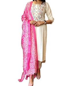 Les exportations indiennes de Shree présentent le plus attrayant ensemble de Kurta en coton Khadi pour les filles pour les vêtements de mariage en provenance de l'Inde prix de gros - Product Image 1