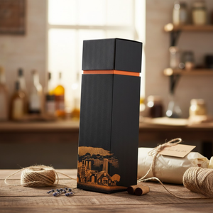 Eco Kraft <b>Bottle</b> <b>Box</b> with Matte Lamination & Embossing | Cardboard Wine & Oil Packaging with Sponge Lining Insert Gift Packaging - Product Image 3