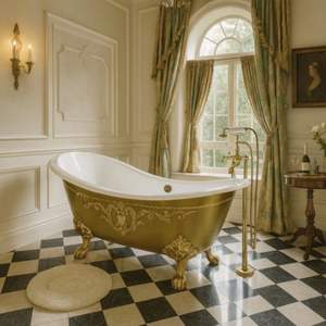 Baignoire autoportante de luxe en laiton poli exclusif pour salle de bain design, villa, hôtel et utilisation en aménagement intérieur haut de gamme - Product Image 1