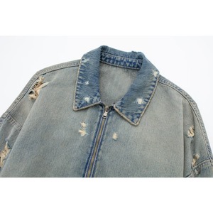 <b>Women</b> Denim <b>Jacket</b> Woven Fleece Breathable Zipper Loose Casual Vintage <b>Spring</b> Outerwear - Product Image 4