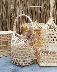 Rattan Gift Basket Souvenir Packaging Gift <b>Boxes</b> From Vietnam Hand-woven Rattan Basket with Handle for Holiday Gift - Product Image 6