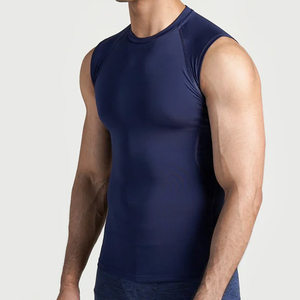 Débardeur sans manches col rond pour homme, couleur unie, 100% coton, respirant, séchage rapide, tricoté, sportif, décontracté, pour l'entraînement - Product Image 3