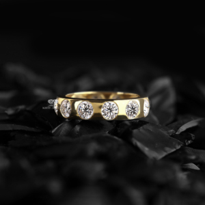 Flush Lab Grown Diamond Band 14K Gold Gypsy Wedding <b>Ring</b> Diamond Wide Band Minimalist Bridal <b>Ring</b> Anniversary Gift Her - Product Image 1