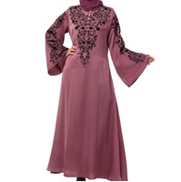 Abaya élégante et stylée pour femmes adultes, respirante, en polyethersulfone soyeux, manches longues, légère, robe musulmane, burqa, borka, vintage