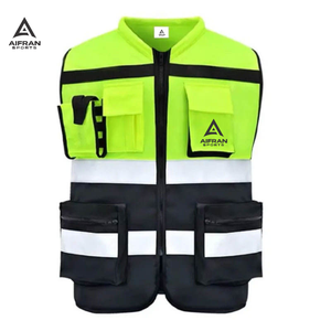 Chaqueta de Seguridad Aifran Resistente al Viento de Alta Visibilidad, Chaleco Reflectante con Múltiples Bolsillos para Trabajos de Construcción - Product Image 1