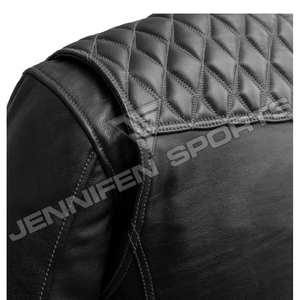Veste en cuir véritable sur mesure pour homme, style motard, coupe diamant, avec doublure intérieure en bandana, vêtement d'extérieur tendance - Product Image 5