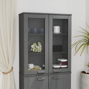 Plateau en bois massif de pin pour armoire haute HAMAR gris foncé 33,5"x13,8"x39,4" Vitrines et armoires à vaisselle - Product Image 1