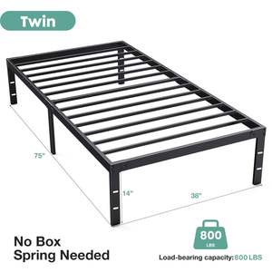 High Quality Black Metal <b>Frame</b> <b>Twin</b> <b>Bed</b> Size Easy Assembly OEM/ODM Foldable Linen 10kgs/11kgs Vietnam Modern Smart <b>Bed</b> - Product Image 1