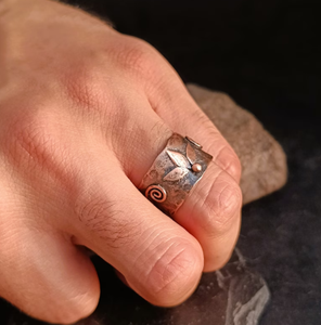 Copper <b>Ring</b> Bio Therapy Health Band Engraved Lotus Flower Swirl Pattern Internal <b>Magnet</b> Band Thumb <b>Ring</b> - Product Image 2