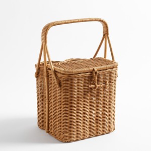 Hand Woven Rattan Camp Picnic Basket Multiple Designs Hamper Bag With Wine <b>Storage</b> Compartment - Product Image 3