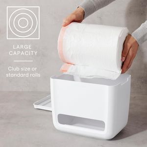 Dispenser per Sacchi della Spazzatura SinkSuite Bianco Maculato, Organizzatore per Sacchi con Coperchio Rimovibile per Cucina - Product Image 2
