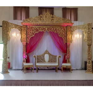 Conjunto de escenario de bollwood, decoración de escenario de boda tradicional india, tallado en oro, nuevo diseño - Product Image 1