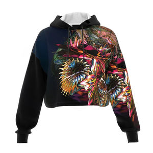 Venta al por mayor de tops cortos para mujeres y niñas de patrón sólido tops de yoga para el invierno de estilo casual tops cortos para mujeres personalizado sudaderas con capucha conjunto - Product Image 1