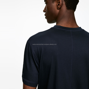 Vente en gros 100% polyester T-Shirt à manches courtes pour hommes séchage rapide plaine Fitness Gym Sport haut de course avec logo personnalisé motif solide - Product Image 6