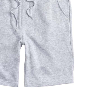 Shorts Bermuda Homme Gris en Coton Taille Mi-Haute avec Cordon de Serrage Style Décontracté Poches Tissu Tricoté Respirant Écologique Logo Avant - Product Image 3