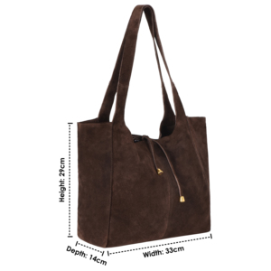 Women's Genuine Brown Cow Suede <b>Leather</b> Hobo Tote <b>Bag</b> Double Handle Shoulder Handbag <b>Soft</b> <b>Leather</b> Slouch Tote Purse Wholesale - Product Image 3