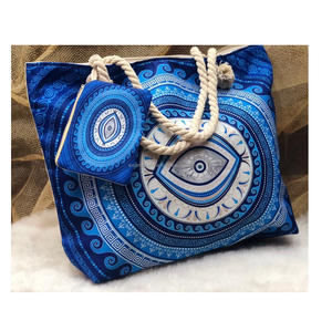 กระเป๋าผ้าแคนวาสสไตล์โบฮีเมียนสำหรับผู้หญิงกระเป๋าแมสเซนเจอร์ชายหาดฤดูร้อนช้อปปิ้งตอนเย็นปักด้ายสไตล์อินเดียอัฟกานิสถาน - Product Image 3
