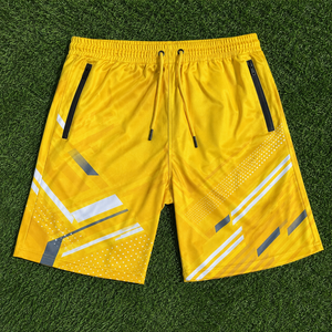 Shorts de plage jaunes pour hommes, séchage rapide, personnalisés |   Maillots de bain sublimés |   Maillot de bain léger en polyester avec poche zippée - Product Image 6