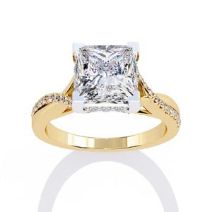 Anillo de Diamante Cultivado en Laboratorio de Oro de 18K, Corte Princesa, Joyería de Compromiso, Boda, Novia, Certificado IGI - Product Image 3
