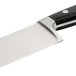 Couteaux de chef de cuisine noirs à triple rivet avec lame de coupe large argentée, embout métallique et poignée incurvée pour la préparation des aliments - Product Image 6