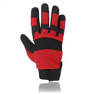 Guantes de cuero para mecánico, rojos y negros, para montaje, protección de manos, con logotipo personalizado, suaves, para construcción - Product Image 2