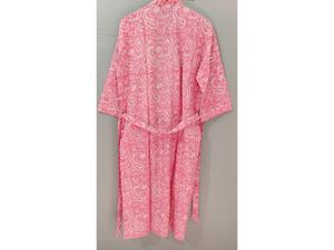 Robe longue pour femmes, imprimé Paisley rose, manches trois quarts, col en V, peignoir doux, vêtements décontractés - Product Image 3