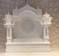 Temple en marbre Makrana indien sculpté à la main pour la décoration intérieure avec motif horizontal - Fabricant Trade Link