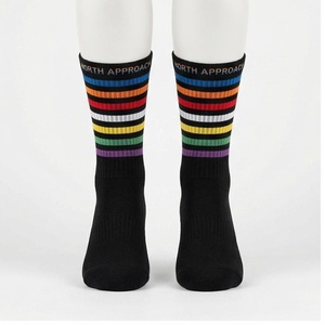Crew <b>Socks</b> Geometric Pattern Blue Breathable <b>Running</b> <b>Socks</b> for Adults Spring Season - Product Image 1