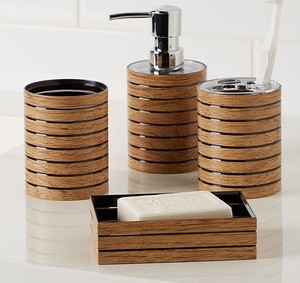 Decorative Wooden Bathroom Set Rustic Finished <b>Toothbrush</b> <b>Holder</b> Soap Dispenser Modern Luxury Bathroom Countertop Accessories - Product Image 1