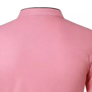 เสื้อเชิ้ตผู้ชายสีชมพู ผ้าฝ้าย แขนสั้น ทรงลำลอง ผ้าถัก มีโลโก้ด้านหน้า แห้งเร็ว สีพื้น ทรงปกติ - Product Image 2