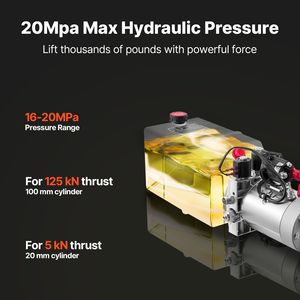 Centralina Idraulica da 6 Quarti a Doppio Effetto per Rimorchio Ribaltabile con Pressione Massima di Scarico di 3200 PSI, Portata di 0,91 GPM, 12V DC - Product Image 3