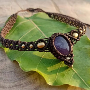 สร้อยคอทำด้วยมือมาคราเม่พร้อมจี้ไข่มุกดีไซน์ผีเสื้อทันสมัยเครื่องประดับไม้ไผ่ปรับการรักษาได้สำหรับโอกาสในการนับถือศาสนาพุทธ - Product Image 1