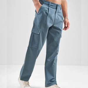 Custom Lightweight Men’s Cargo <b>Pants</b> Autumn Loose Straight Fit Multi Pocket Patchwork Solid Color Outdoor Workwear Cargo Trouser - Product Image 5