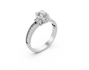 Anillo de Compromiso Clásico de Lujo para Mujer con Moissanita, Corte Brillante, Engaste Pavé, Plata Plateada con Baño de Platino, Anillo de Boda con Engaste de Garras - Product Image 2