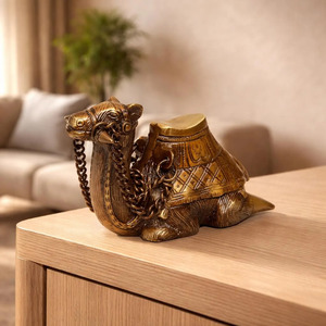 SHUBHAM Handcrafted Solid Brass Camel <b>Statue</b> with Decorative Chain Vintage Camel Figurine Animal Showpiece for Home & Office - Product Image 3