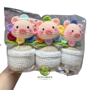 Handmade Crochet Animal Pot Decoration Cute Plush Flower <b>Doll</b> Kawaii Room Aesthetic Gift for Women Kids - Product Image 5