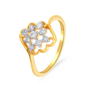 Anillo de oro de 18 quilates brillante con diamantes redondos de 0,60 quilates, diseño de racimo abstracto, joyería deslumbrante para mujer, regalo del día de San Valentín - Product Image 1