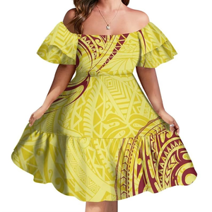Vestido Corto de Estilo Retro con Diseño Tribal Polinesio, Diseño Samoano de Lujo, Vestido de Fiesta con Mangas con Volantes y Antiarrugas, Gran Venta - Product Image 6