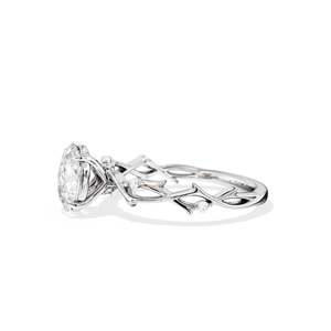 Anillo de compromiso de diamantes de corte ovalado para mujer, engaste de oro amarillo con estilo floral - Product Image 4