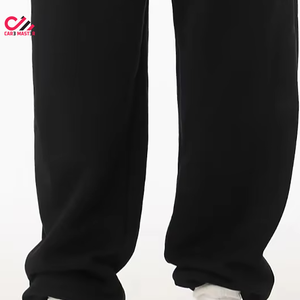Pantalon de survêtement noir pour homme CARE MASTER, taille élastique, décontracté, poches latérales, en coton tricoté mi-lourd, idéal pour l'automne - Product Image 4